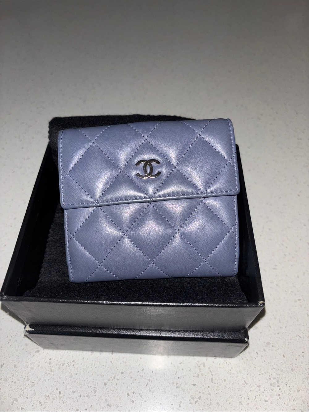 CHANEL Quilted Leather Wallet - Periwinkle Blue